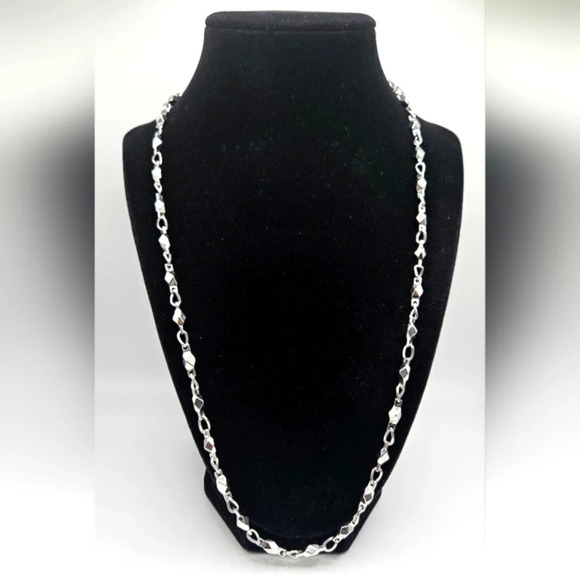 Geometric Shape Necklace Chain Steel Alloy Silver Tone - Picture 1 of 5